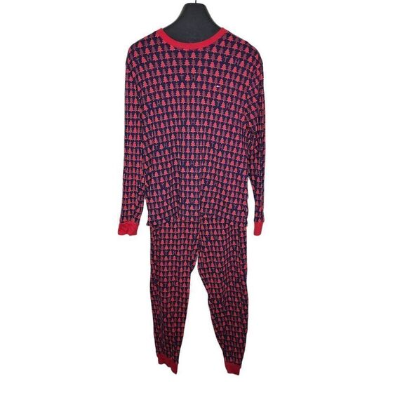 Tommy Hilfiger Sleepwear Long Sleeve 2 Piece Christmas Set Mens M Red - Picture 1 of 9